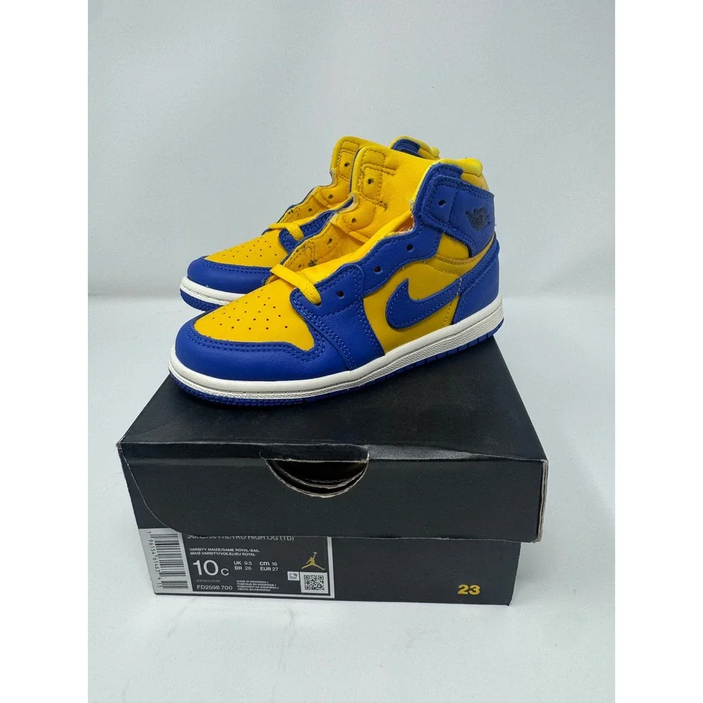 Jordan 1 Retro High OG TD Varsity Maize Game Royal Blue FD2598-700 Toddler 10C